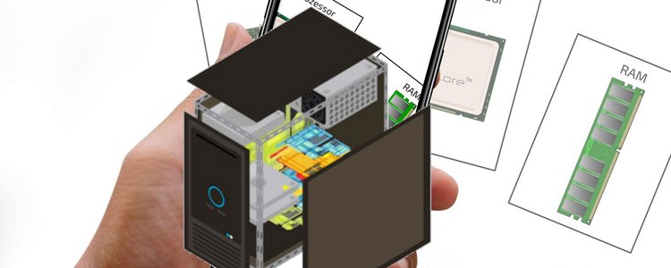 Smartphone mit Augmented Reality-Elementen eines PCs , Amlogy GmbH 